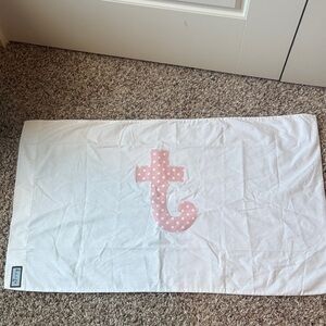 White Pillowcase with Pink Polka Dot Letter